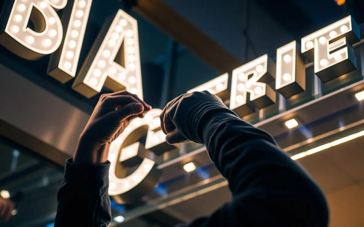 Verlichte 3D-gevelletters van BelgaSign op een winkelgevel in België