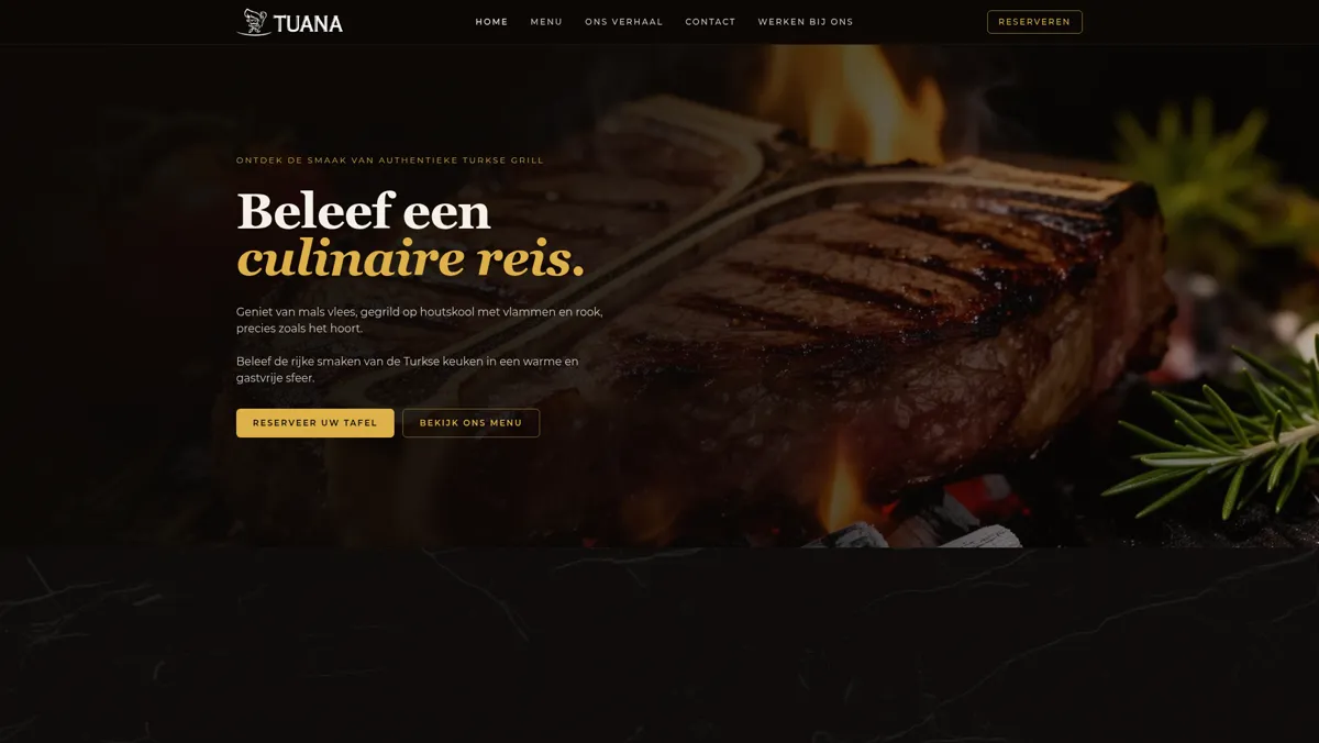 Preview van de website tuana.restaurant, ontworpen door BelgaSign