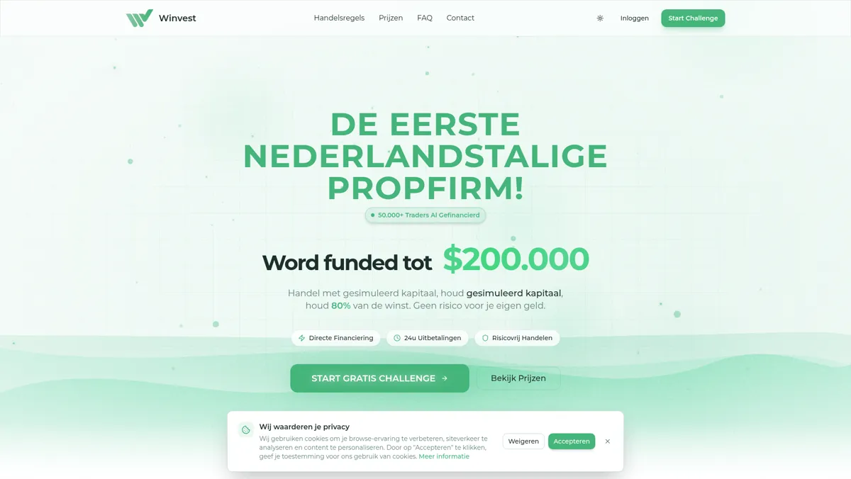 Preview van de website winvestfunding.be, ontworpen door BelgaSign